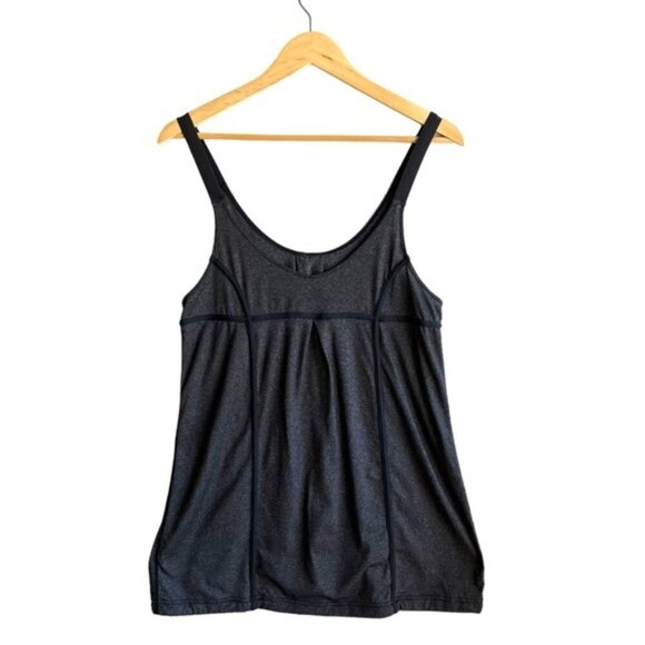 Lululemon Scoop Neck Pleated Back Athletic Tank Gray Black Size 6 - Picture 2 of 10
